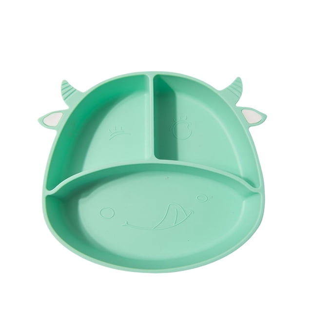 Huayishang Tableware Calf Children's Silicone Dinner Plate Infant Non Slip Suction Cup Bowl Baby Cartoon Complementary Food Divided Tableware