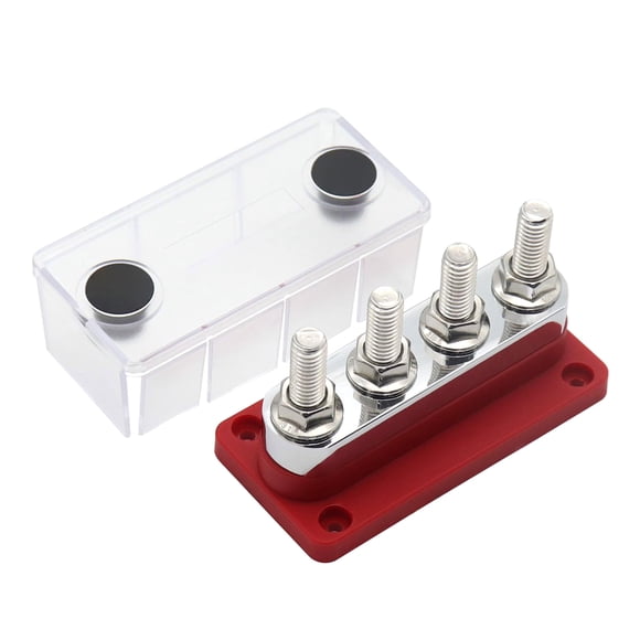 Amdohai 600A Power Distribution Block Bus Bar 4 x 3/8 Posts 48V DC Busbar Box