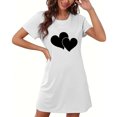 thumbnail image 4 of Chemise de Nuit pour Femme à Manches Courtes, Vêtement de Nuit Confortable, T-Shirts de Nuit Imprimés à Col Rond, Robe de Sommeil Tee, Robe de Pyjama Douce et Ample, Blanc G, 4 of 5