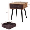 thumbnail image 3 of Costway Table de Chevet d'Accent Mi-Siècle avec Tiroir en Tissu Brun Rustique, 3 of 10