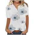 thumbnail image 2 of LSLJS T-Shirts pour Femmes Femmes Été Décontracté T-Shirt à Manches Courtes Bouton Col Rond Chandail Blouse Hauts, 2 of 4