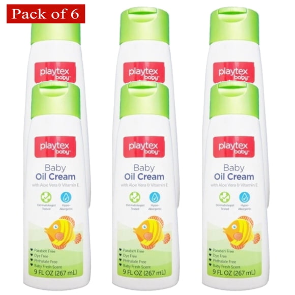 Playtex Baby Huile Crémeuse à l'Aloès et à la Vitamine E, 9 Fl Oz (267 ml) (Lot de 6)