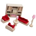 thumbnail image 5 of 11PCS Meubles en Bois Naturel Doll House Salon for (Ne Pas Inclure l'Oreiller Rouge), 5 of 5