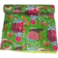 thumbnail image 1 of Indian Handmade Floral Print Kantha Quilt, Bedspread , Blanket Size ( King 108" x 108" ), 1 of 5