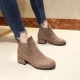 thumbnail image 4 of drppepioner Boots for Women Fall Winter Solid Color Flock Boots Chunky Heel Middle Heel Short Boots Pointed toe Boots, 4 of 5