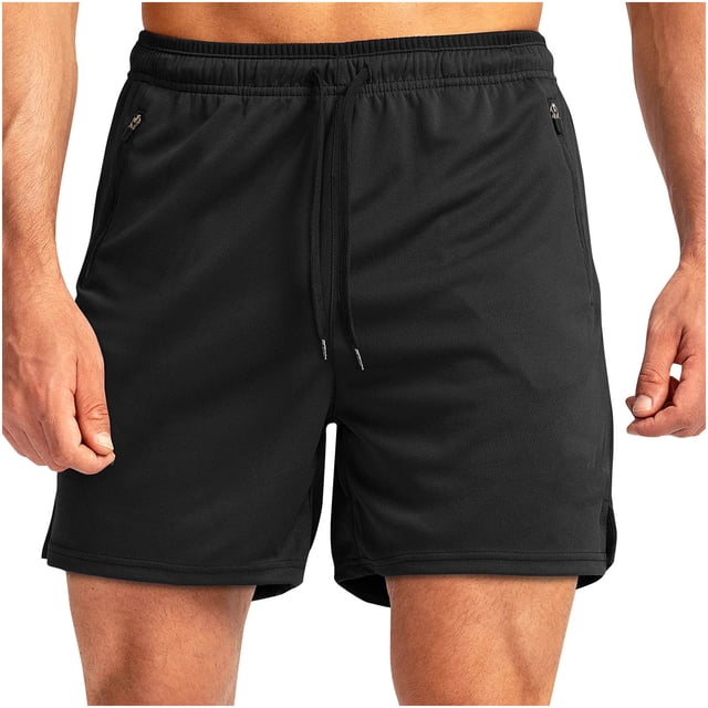 Plebaso Running Shorts for Men Drawstring Workout Athletic Shorts Lightweight Shorts with Zipper Pockets