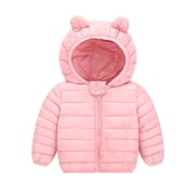 Splozh Toddler Girl Puffer Jacket Toddler Kids Baby Grils Boys Hooded Outdoor Jacket Thick Warm Windproof Coat Pink,3-4 Years