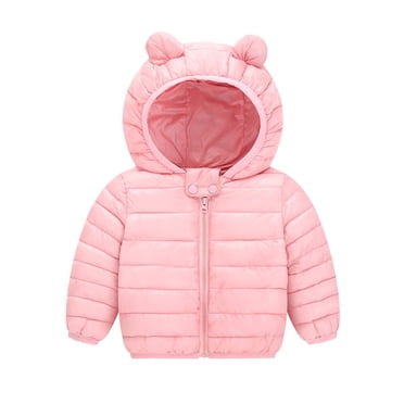 Kids Winter Coat Little Boys Girls Puffer Coat Cute Bear Hooded Jacket Long Sleeve Light Winter Coats for Infant Kids Baby Girls Thick Fleece Parka Little Boys Girls Clothes 6-12 Months