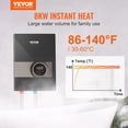 thumbnail image 2 of VEVOR Instant Water Heater, 8kw On Demand Electric Tankless Water Boiler, Digital Temperature Display & Easy Installation & 24-Hour Water Supply, For Kitchen Bathroom Shower Mall Salon ETL Listed, 2 of 9