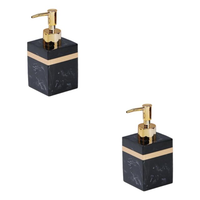 Ruiboury Resin Soap Dispenser Reusable for Tabletop Kitchen Shower Shampoo Bathroom Black 250ml 2Set