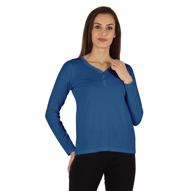 Inkmeso T-shirt Henley Uni à Boutons pour Femmes Décontracté Basique à Manches Longues T-shirts