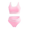 thumbnail image 4 of FAIWAD Womens 2 Piece Swimsuits Sports Color Block Bikini Sets Removable Bra Pad Full Coverage Bathing Suits for Girls, 4 of 5