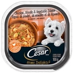 Cesar Accueil Plaisirs Poulet Nouilles & Dîner de légumes à la sauce douce pour chiens mouillés