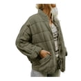 thumbnail image 2 of Kmbangi Women Stand Collar Long Sleeve Solid Color Full Zip Quilted Jackets, 2 of 4