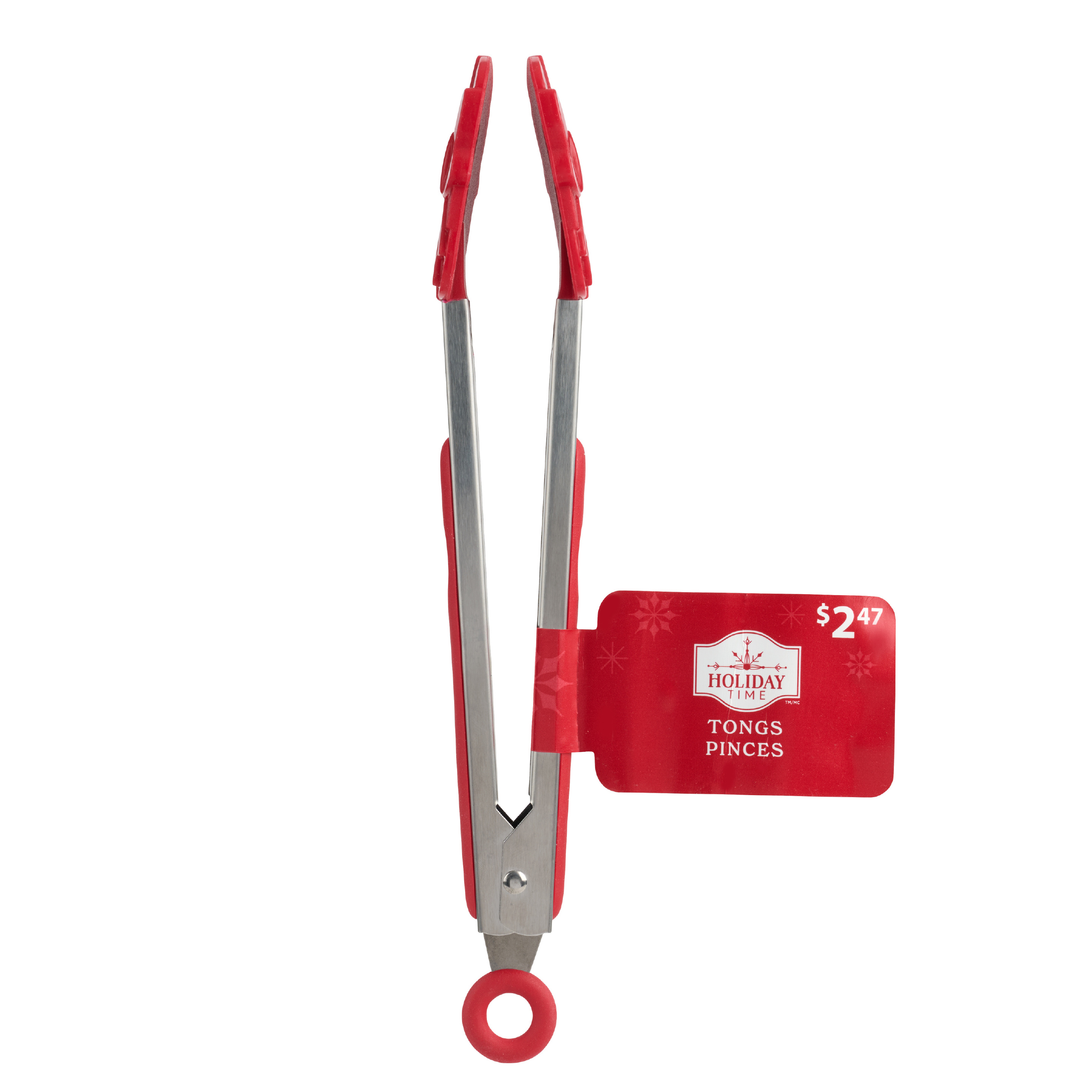 Holiday Time 10-Inch Tongs, Gift with Bow, Red