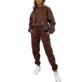 thumbnail image 3 of Innerwin Two Piece Outfit Drawstring Women Jogger Set Sports Long Sleeve Beam Foot Sweatsuits Coffee XL, 3 of 7