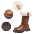 thumbnail image 3 of Girls Winter Solid Color Side Zip Thigh High Boots Warm Data Boots, 3 of 9
