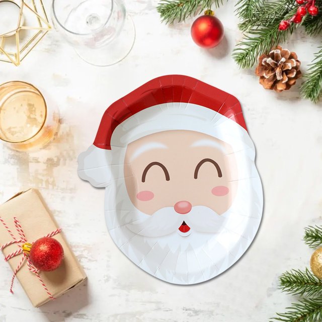 Lisbinx Christmas Day Shaped Plates Christmas Tree Wapiti Santa Claus Party Decoration Disposable Christmas Dinner Plates Tableware Christmas Decoration