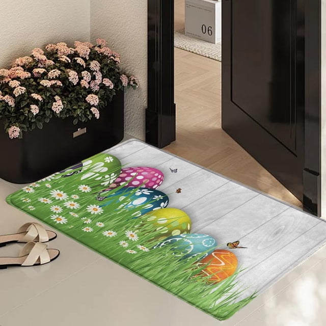 Wzzjkit Easter Door Mat - Super Absorbent Quick Dry Front Mats Bath Rug Rubber Backing Non Slip Washable Carpet - Easter Decorations Door Mat Outside Entrance