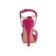 thumbnail image 2 of BLISSFUL STEP Sandales à Talon Aiguille Plateforme à Bride en T Slingback pour Femmes Rose Vif 7, 2 of 7