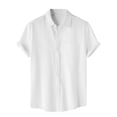 thumbnail image 1 of Men Casual Solid Turndown Short Sleeve Button Closure Shirt Hawaii Blouse, 1 of 9