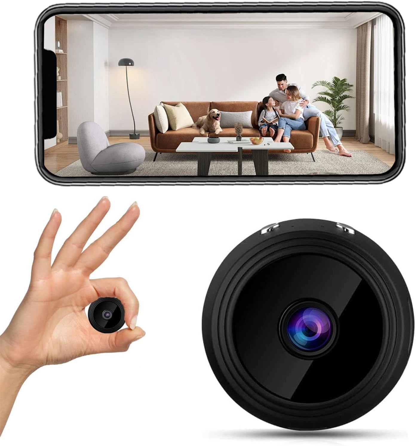 Fiddling Camera WiFi Camera with Night Vision Motion Detection, 1080P HD Wide-Angle ...