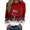 thumbnail image 3 of Kcodviy Chandails Quotidiens de Noël pour Femmes, Imprimé, Col Rond, Chandail à Col Rond Coloré, Coupe Ajustée, Chandail à Enfiler pour Femmes, Hauts Grande Taille, Décontracté, Manches Longues, Chandails d'Entraînement, Blouse Ample, 3 of 5