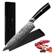 Hecef Chef Knife, 8 inch Japanese Damascus Kitchen Knife, VG-10 Damascus Steel Super Sharp Anti-rusting Knife with G10 Handle