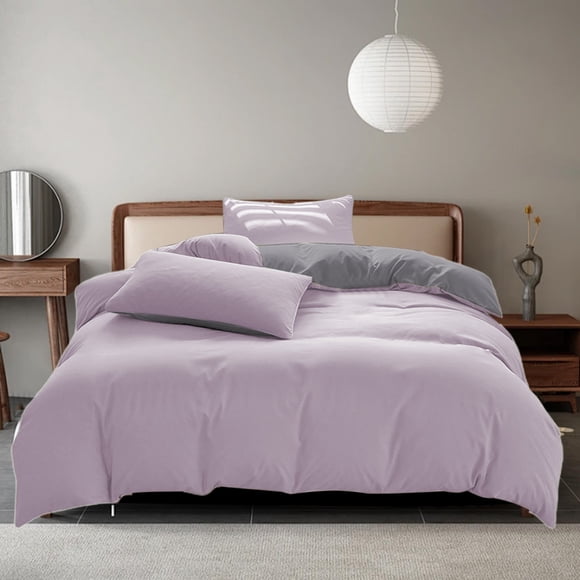 Summer Savings Kcavykas All-Season Bedding Set - 4-Piece Washable Cotton Solid Color Bed Sheet Duvet Cover and Pillowcases