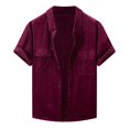 thumbnail image 1 of Summer Men's Heavy Design Corduroy Jacquard Short Sleeve Shirt - Christmas Pattern, Linen Fabric, Suitable for Daily/Work Wear, 1 of 3