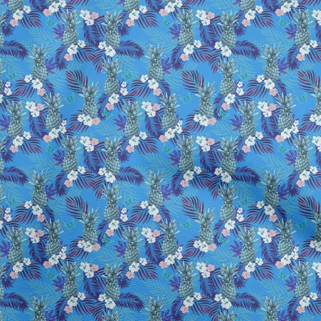 oneOone Cotton Silk Medium Blue Fabric Tropical Sewing Craft Projects Fabric Prints By Yard 42 Inch Wide