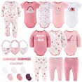 thumbnail image 1 of The Peanutshell Layette Gift Set for Baby Girls, Safari Rainbow, 23 Essential Pieces, 12-18 Months, Pink, 1 of 7