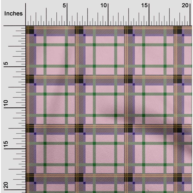 oneOone Cotton Cambric Fabric Tartan Check Printed Craft Fabric BTY 56 Inch Wide