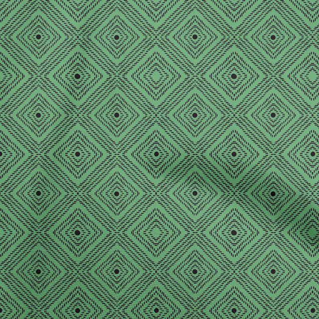 oneOone Rayon Green Fabric Geometric Sewing Material Print Fabric By The Yard 56 Inch Wide