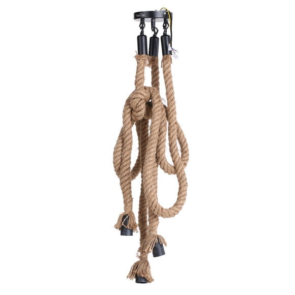 Labymos Tomshine 1.5M AC 220-240V Triple E27 Holders 3 Heads Hemp Rope Pendant Light Ceiling