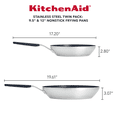 thumbnail image 3 of KitchenAid Stainless Steel Nonstick Frying Pan Set, 9.5-inch and 12-inch, Brushed Stainless Steel, 3 of 7