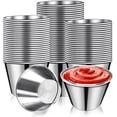 thumbnail image 1 of Lot de 50 Coupelles à Sauce en Acier Inoxydable 2,5 Oz, 2,5 Oz Ramequins Ronds Individuels pour Condiments Petits Ramequins Métalliques Réutilisables Mini Coupelles à Trempette Coupelles à Condiments Métalliques Cuisine Vinaigre Beurre Ketchup, 1 of 6