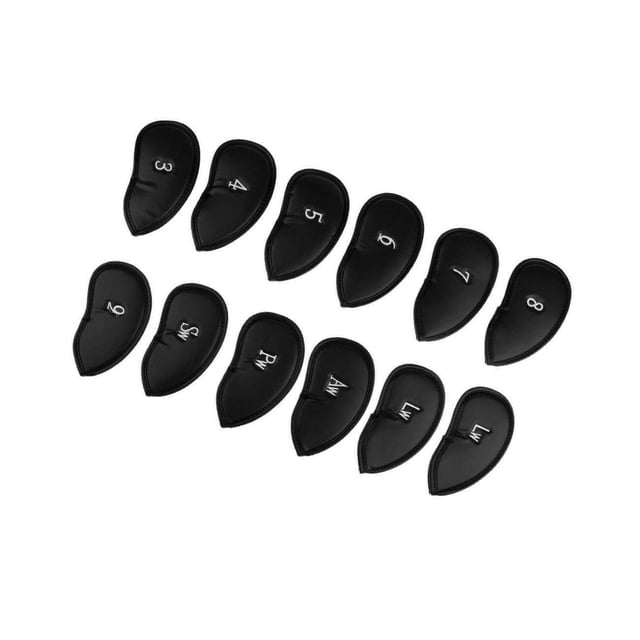 facefd 12 Pcs Couvre-Chef de Golf en Cuir PU Imperméable en Fer Ensemble de Couvre-Chefs Noir 1