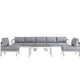 thumbnail image 1 of Modway Shore Sectionnel de Mobilier de Patio Extérieur en Aluminium, 6 Pcs, Gris, 1 of 7