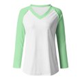 thumbnail image 4 of FAIWAD Women’s Color Block Tunic Top Long Sleeve Patchwork V Neck Plus Size Pullover Top, 4 of 4