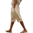 thumbnail image 4 of BLVB Linen Shorts for Women High Waisted Lightweight Bermuda Shorts Side Button Short Beach Vacation Outfits Pockets, 4 of 7