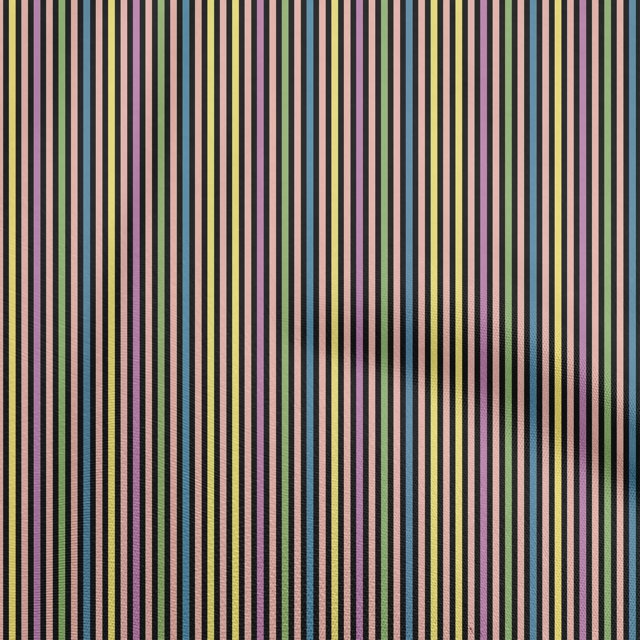 oneOone Rayon Black Fabric Stripes Sewing Material Print Fabric By The Yard 56 Inch Wide