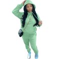 thumbnail image 1 of MAWCLOS Ladies Two Piece Outfit Drawstring Tracksuit Sets Long Sleeve Jogger Set Straight Leg Sports Hooded Neck Sweatsuits Mint Green XL, 1 of 4