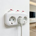thumbnail image 1 of BotaniNest 3 Way Plug Power Strip With Individual Switches – European Standard 2 Pin Wall Tap Extender Independent On/Off Buttons Compact Splitter For Home And Trave, 1 of 6
