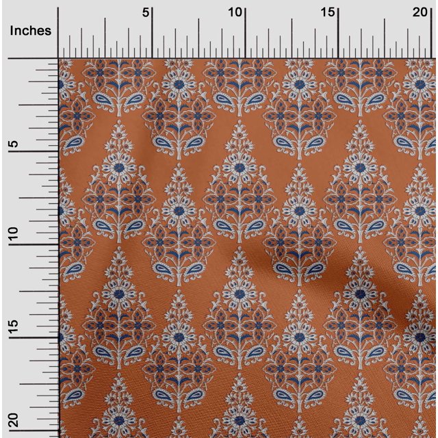 oneOone Cotton Poplin Fabric Floral & Paisley Block Print Sewing Fabric BTY 56 Inch Wide