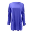 thumbnail image 3 of KIHOUT Hauts pour Femmes Printemps Hiver Nouveau Col Rond Manches Longues Ample Poche Couleur Unie Décontracté, 3 of 4