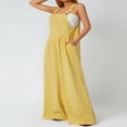 thumbnail image 4 of Wide Leg Overalls for Women Sleeveless Jumpsuits Suspender Overalls with Pockets, 4 of 6
