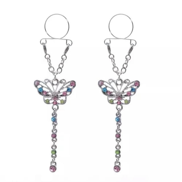SNNROO 2X Anneaux de Mamelon Réglables Sexy Clips Non Percés Faux Anneaux de Mamelon-08