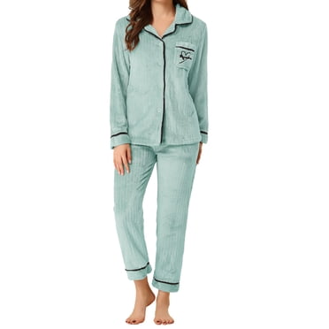 INSPIRE CHIC Women's Pajama Sets Sleepwear Button Down Soft Night Suit Lounge Sets S Blue