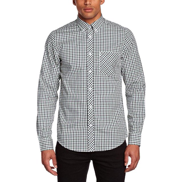 Ben Sherman - Chemise à Carreaux pour Homme à Boutons, Manches Longues